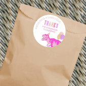 T-Rex Roze Schattige Any Age Dinosaurus Dank u Ronde Sticker