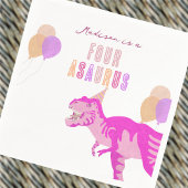 T-Rex Roze Schattige Any Age Dinosaurus Verjaardag Servet