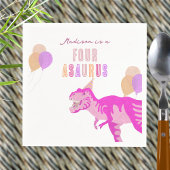 T-Rex Roze Schattige Any Age Dinosaurus Verjaardag Servet