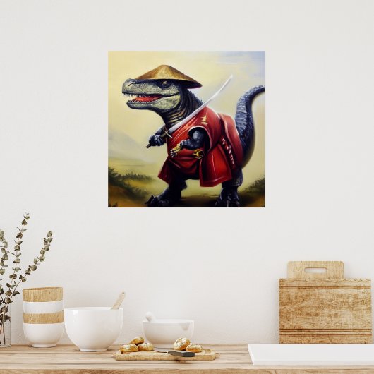 T Rex Samurai Poster (Keuken)