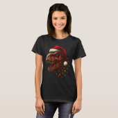T-Rex Santa Dinosaur Kerstmis T-shirt (Voorkant volledig)
