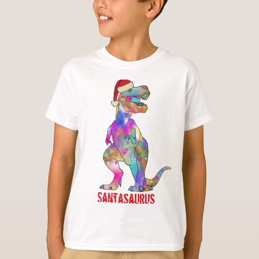 T-Rex Santa Dinosaur Kerstmis T-shirt (Voorkant)