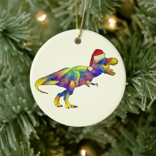 T. rex Santa Funny Dinosaur Keramisch Ornament (Boom)