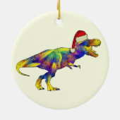 T. rex Santa Funny Dinosaur Keramisch Ornament (Achterkant)