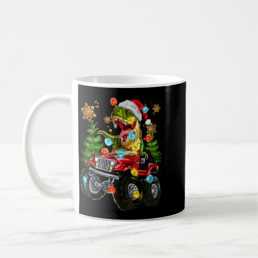 T-rex Santa In Monster Truck With Christmas Trees  Koffiemok (Links)