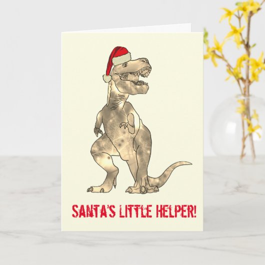 T-Rex Santa quote Kaart (Gele Bloem)