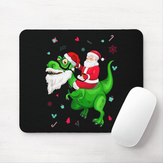 T-rex Santa Ride Funny Ugly Christmas Toddler_kids Muismat (Met muis)