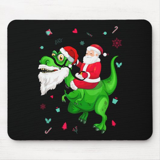 T-rex Santa Ride Funny Ugly Christmas Toddler_kids Muismat (Voorkant)