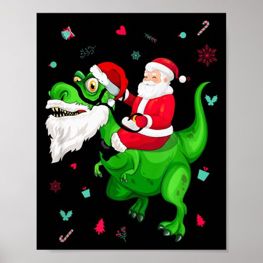 T-rex Santa Ride Funny Ugly Christmas Toddler_kids Poster (Voorkant)