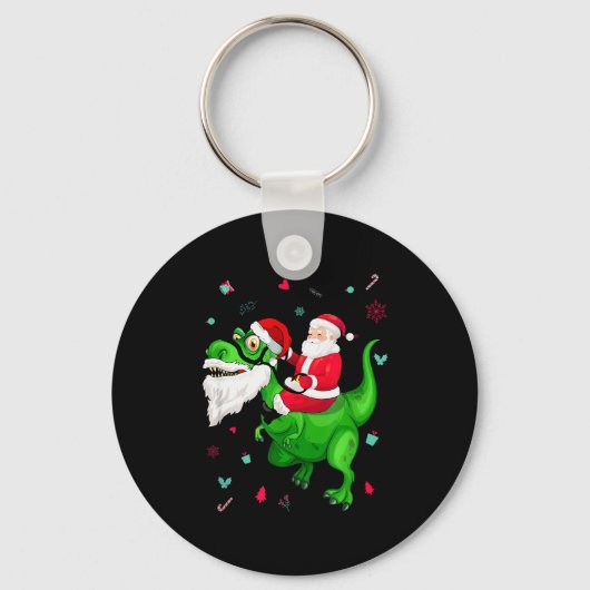 T-rex Santa Ride Funny Ugly Christmas Toddler_kids Sleutelhanger (Voorkant)