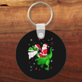 T-rex Santa Ride Funny Ugly Christmas Toddler_kids Sleutelhanger (Voorkant)