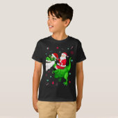 T-rex Santa Ride Funny Ugly Christmas Toddler_kids T-shirt (Voorkant volledig)