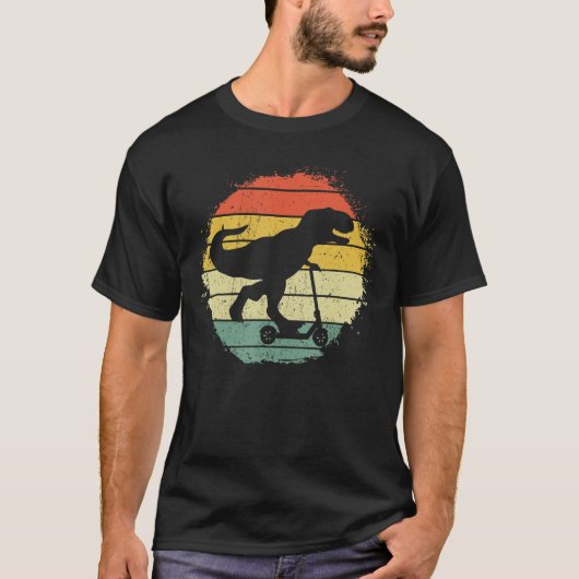 T Rex Scooter Retro Scootering Dinosaur T-shirt (Voorkant)