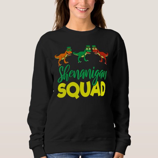 T Rex Shenanigan Squad Funny Lucky St Patricks Day Trui (Voorkant)