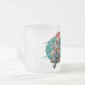 T Rex Sinterklaas Motorrijder Matglas Koffiemok (Voorkant links)