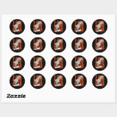 T-rex Skate Brul Grappige Schets Tekening Dinosaur Ronde Sticker (Vel)