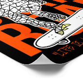 T-rex Skate Roar Grappige Schets Tekening Dinosaur Poster (Hoek)