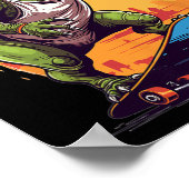 T-rex Skater - Skateboard Skateboarder Skateboarde Poster (Hoek)