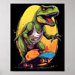 T-rex Skater - Skateboard Skateboarder Skateboarde Poster