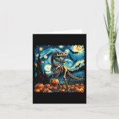 T-rex skelet Halloween Van Gogh Sterrennacht Fal Kaart (Voorkant)