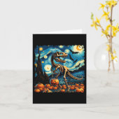 T-rex skelet Halloween Van Gogh Sterrennacht Fal Kaart (Gele Bloem)