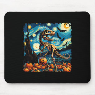 T-rex skelet Halloween Van Gogh Sterrennacht Fal Muismat