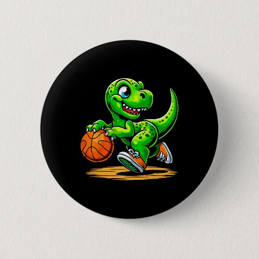 T-rex Skelet Speler Dinosaurus  Ronde Button 5,7 Cm (Voorkant)