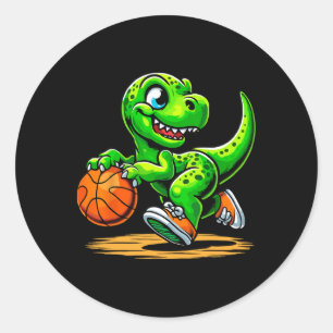 T-rex Skelet Speler Dinosaurus  Ronde Sticker