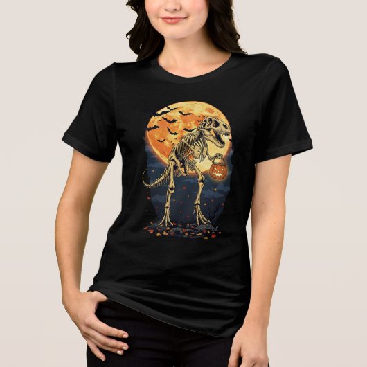 T-Rex Skeleton Halloween T-Shirt – Dinosaur met P (Voorkant)