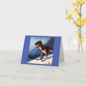T Rex Skiën Kaart (Gele Bloem)