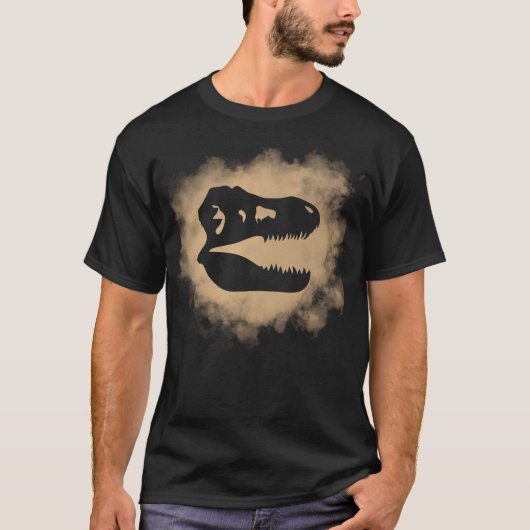T-Rex Skull Silhouette Dust Splatter T-Shirt (Voorkant)