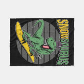 T-rex Sneeboarden Dinosaur Sneeuwbord Fleece Deken (Voorkant (Horizontaal))