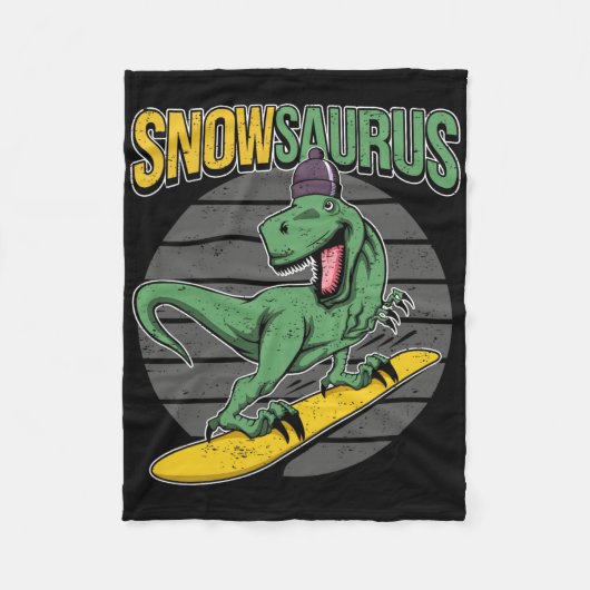 T-rex Sneeboarden Dinosaur Sneeuwbord Fleece Deken (Voorkant)