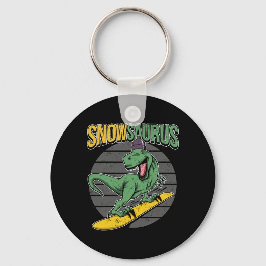 T-rex Sneeuwboarden Dinosaur Sneeuwbord Sleutelhanger (Voorkant)