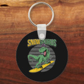 T-rex Sneeuwboarden Dinosaur Sneeuwbord Sleutelhanger (Voorkant)
