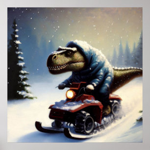T Rex Sneeuwscooter Poster
