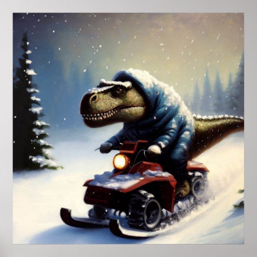T Rex Sneeuwscooter Poster (Voorkant)