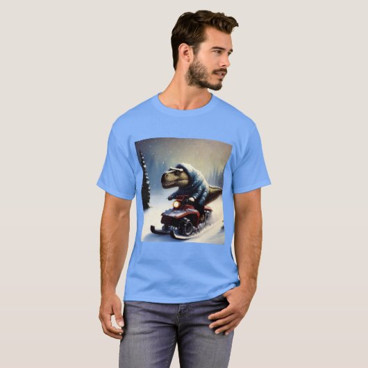 T Rex Sneeuwscooter T-shirt (Voorkant volledig)