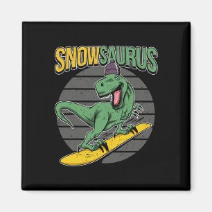 T-rex Snowboarden Dinosaurus Snowboard Magneet