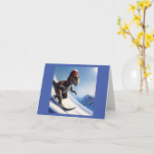 T Rex Snowboarden Kaart (Gele Bloem)