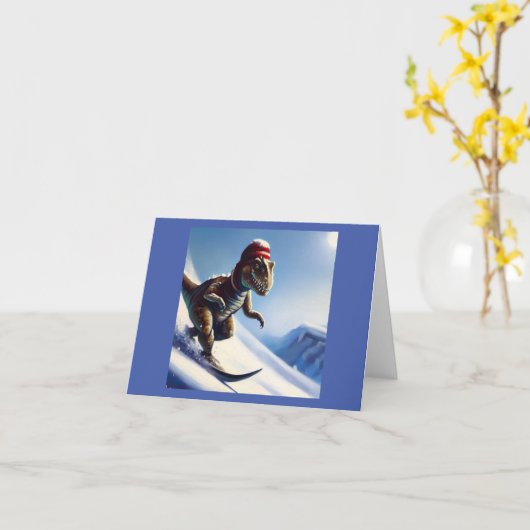 T Rex Snowboarden Kaart (Gele Bloem)