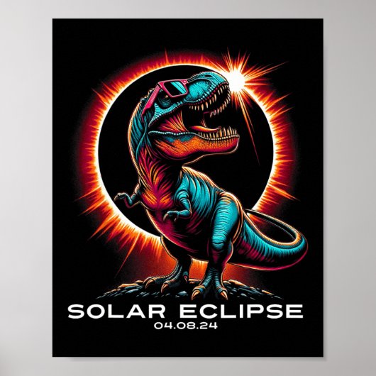 T-rex Solar Eclipse draagt singles april 8 2024 Poster (Voorkant)