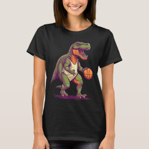 T rex speelt basketbal coach dino trex rex sport t-shirt