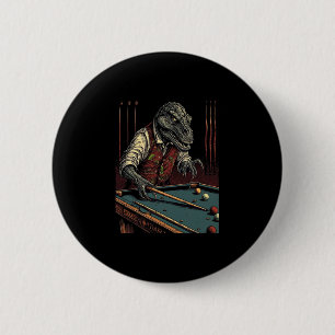 T Rex Speelt Biljart Dinosaur Biljartspeler D Ronde Button 5,7 Cm