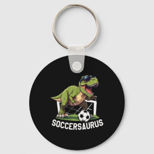 T-rex speelt voetbal voetball dinosaur voetbalspel sleutelhanger