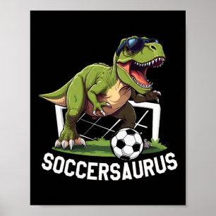T-rex speelt voetbal voetballende dinosaurus voetb poster