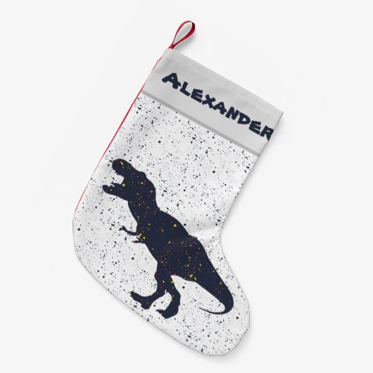 T-Rex Splatter Verf Aangepaste kerststop Kleine Kerstsok (Voorkant (Hangend))