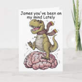 T-Rex staand op een hersenen Kaart (Voorkant)