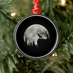 T Rex staande op berg maanlicht Halloween Metalen Ornament