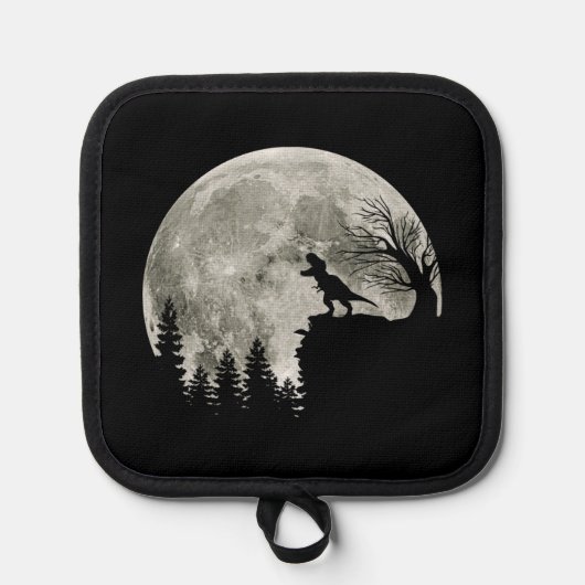 T Rex staande op berg maanlicht Halloween Pannenlap (Voorkant)